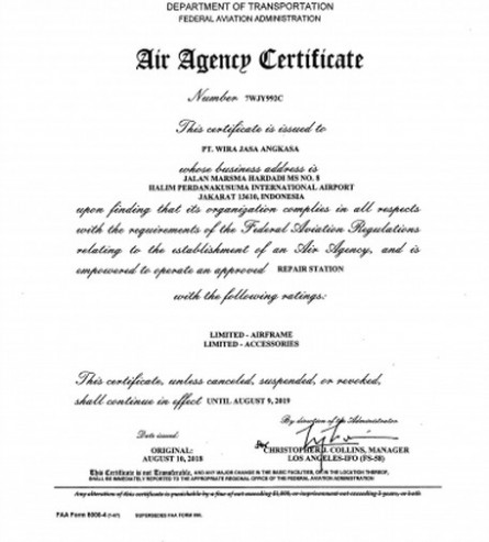 federal-aviation-administration-under-part-145-certificate